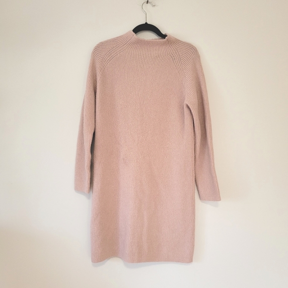 MADEWELL Wool Blend High Neck Blush Pink Long Sleeve Midi Sweater Dress - Picture 8 of 8